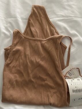 Zara Ribbed Tank Top in Tan